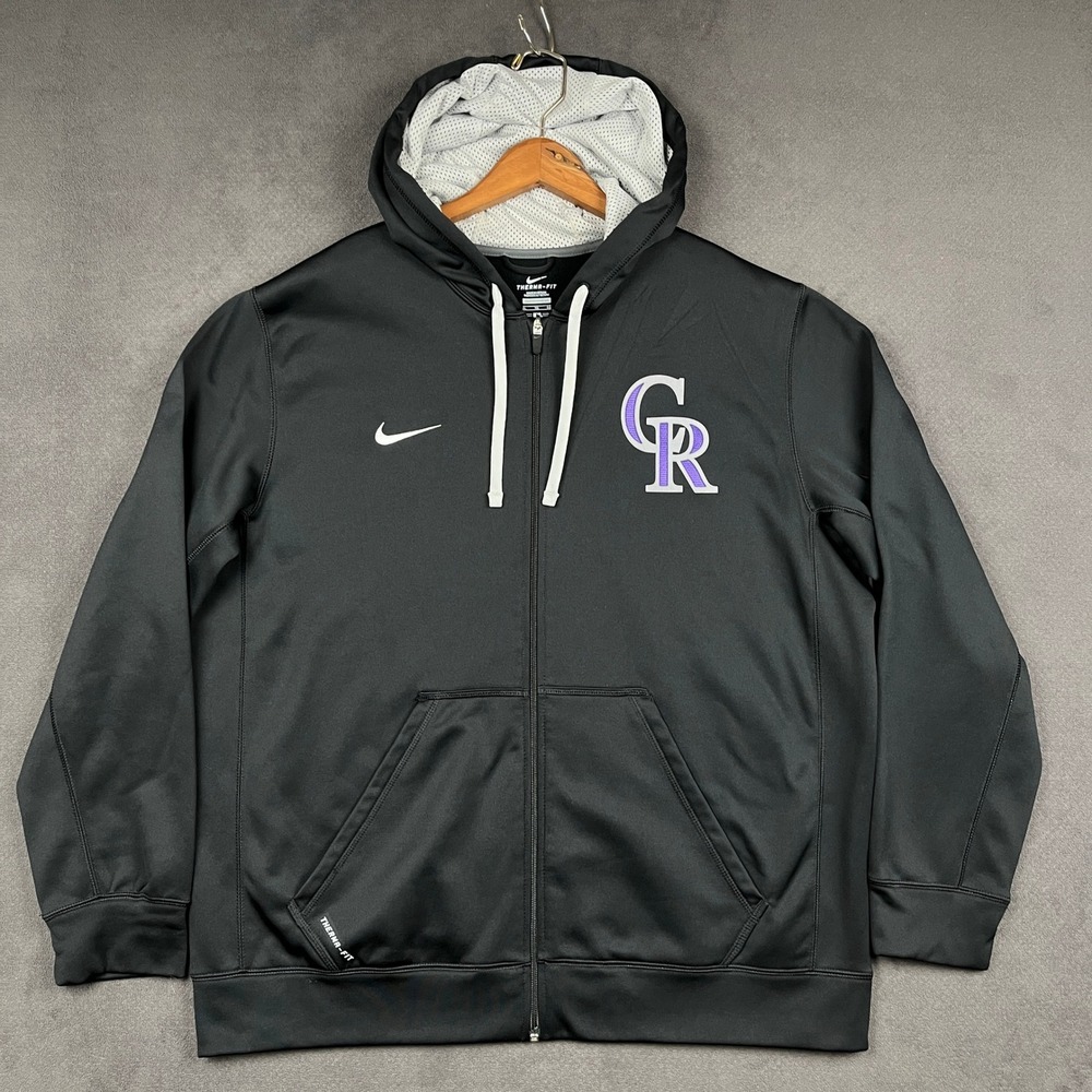Colorado Rockies Nike Therma-FIT Hoodie Mens XL Black MLB Full Zip Sweatshirt